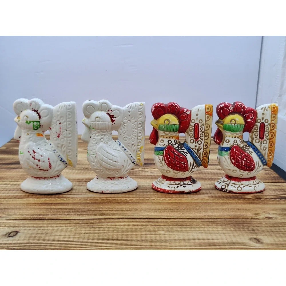 Old Chicken Collectible 2 Sets X4 Vintage Rooster Salt & Pepper Shakers LEGO X4‎